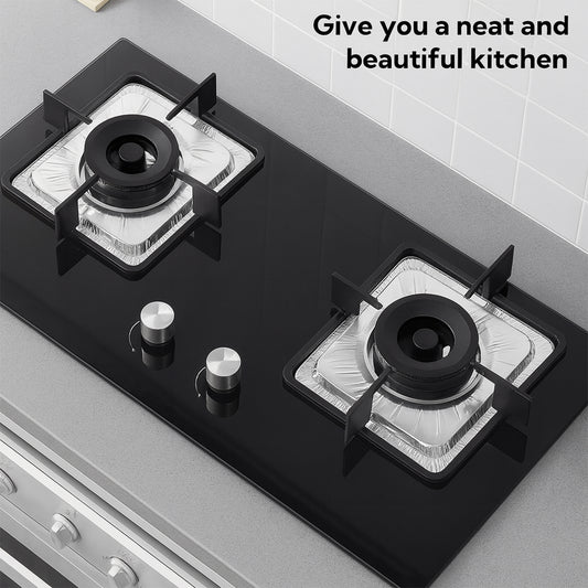 Aluminum Gas Stove Burner Protector Covers (10 Pc  23x23 Cm)
